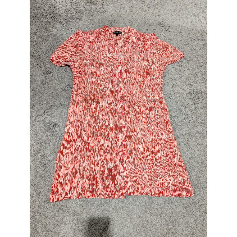 Whistles Orange White Zebra Print Button Front Mini Dress Womens‎ US 12 AW22/005